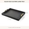 MACKENZIE-CHILDS Black Faux-Leather Tray with Handles, Rectangular Tray for Serving, Large(17.8″ x 13.8″ x 2.8″)