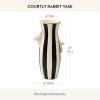 MACKENZIE-CHILDS Ceramic Rabbit Vase, Unique Flower Vase Decor, Black-and-White Courtly Stripe