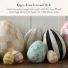 MACKENZIE-CHILDS Egg Figurine, Cute Easter Table Decoration, Spring and Easter Egg Decor, Mini, Pink-and-White Bubblegum Stripe(Aqua Check)
