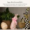 MACKENZIE-CHILDS Egg Figurine, Cute Easter Table Decoration, Spring and Easter Egg Decor, Mini, Pink-and-White Bubblegum Stripe(Coral Stripe)