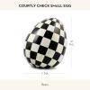 MACKENZIE-CHILDS Egg Figurine, Cute Easter Table Decoration, Spring and Easter Egg Decor, Mini, Pink-and-White Bubblegum Stripe(Courtly Check)