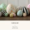 MACKENZIE-CHILDS Egg Figurine, Cute Easter Table Decoration, Spring and Easter Egg Decor, Mini, Pink-and-White Bubblegum Stripe(Mini Stripe)