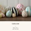 MACKENZIE-CHILDS Egg Figurine, Cute Easter Table Decoration, Spring and Easter Egg Decor, Mini, Pink-and-White Bubblegum Stripe(Rosy Check)