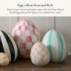 MACKENZIE-CHILDS Egg Figurine, Cute Easter Table Decoration, Spring and Easter Egg Decor, Mini, Pink-and-White Bubblegum Stripe(Rosy Check)