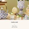 MACKENZIE-CHILDS Egg Figurine, Cute Easter Table Decoration, Spring and Easter Egg Decor, Mini, Pink-and-White Bubblegum Stripe(Sunshine Stripe)