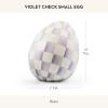MACKENZIE-CHILDS Egg Figurine, Cute Easter Table Decoration, Spring and Easter Egg Decor, Mini, Pink-and-White Bubblegum Stripe(Violet Check)