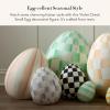 MACKENZIE-CHILDS Egg Figurine, Cute Easter Table Decoration, Spring and Easter Egg Decor, Mini, Pink-and-White Bubblegum Stripe(Violet Check)