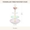 MACKENZIE-CHILDS Porcelain Tiered Sweet Stand, Three-Tier Serving Tray for Dessert, Wonderland