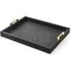 MACKENZIE-CHILDS Black Faux-Leather Tray with Handles, Rectangular Tray for Serving, Large(17.8″ x 13.8″ x 2.8″)