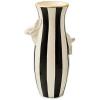 MACKENZIE-CHILDS Ceramic Rabbit Vase, Unique Flower Vase Decor, Black-and-White Courtly Stripe