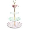 MACKENZIE-CHILDS Porcelain Tiered Sweet Stand, Three-Tier Serving Tray for Dessert, Wonderland