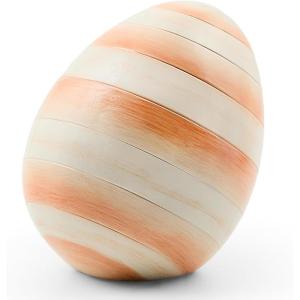 MACKENZIE-CHILDS Egg Figurine, Cute Easter Table Decoration, Spring and Easter Egg Decor, Mini, Pink-and-White Bubblegum Stripe(Coral Stripe)