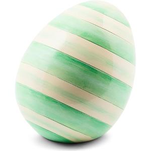 MACKENZIE-CHILDS Egg Figurine, Cute Easter Table Decoration, Spring and Easter Egg Decor, Mini, Pink-and-White Bubblegum Stripe(Mini Stripe)