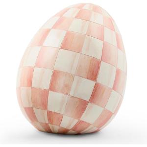 MACKENZIE-CHILDS Egg Figurine, Cute Easter Table Decoration, Spring and Easter Egg Decor, Mini, Pink-and-White Bubblegum Stripe(Rosy Check)
