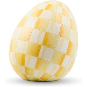 MACKENZIE-CHILDS Egg Figurine, Cute Easter Table Decoration, Spring and Easter Egg Decor, Mini, Pink-and-White Bubblegum Stripe(Sunshine Stripe)