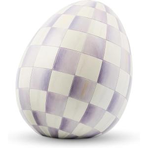 MACKENZIE-CHILDS Egg Figurine, Cute Easter Table Decoration, Spring and Easter Egg Decor, Mini, Pink-and-White Bubblegum Stripe(Violet Check)