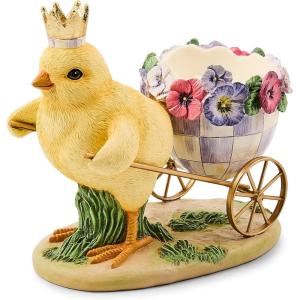 MACKENZIE-CHILDS Pansy Party Chick with Cart Figurine