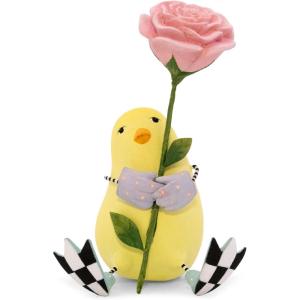 MACKENZIE-CHILDS Patience Brewster Resin Figurine, Handmade Spring and Easter Decor, Chick with Flower