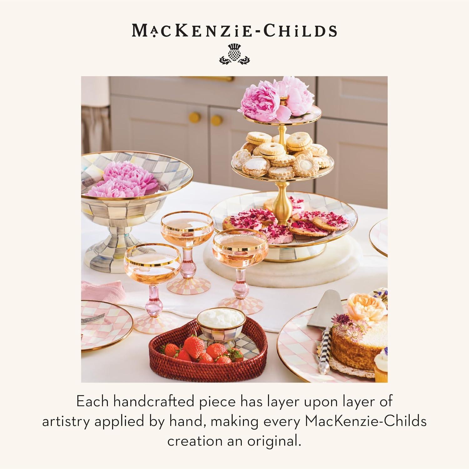 image:imageMACKENZIECHILDS Enamel Tiered Sweet Stand TwoTier Serving Tray for Dessert PinkandWhite Rosy CheckSterling Check