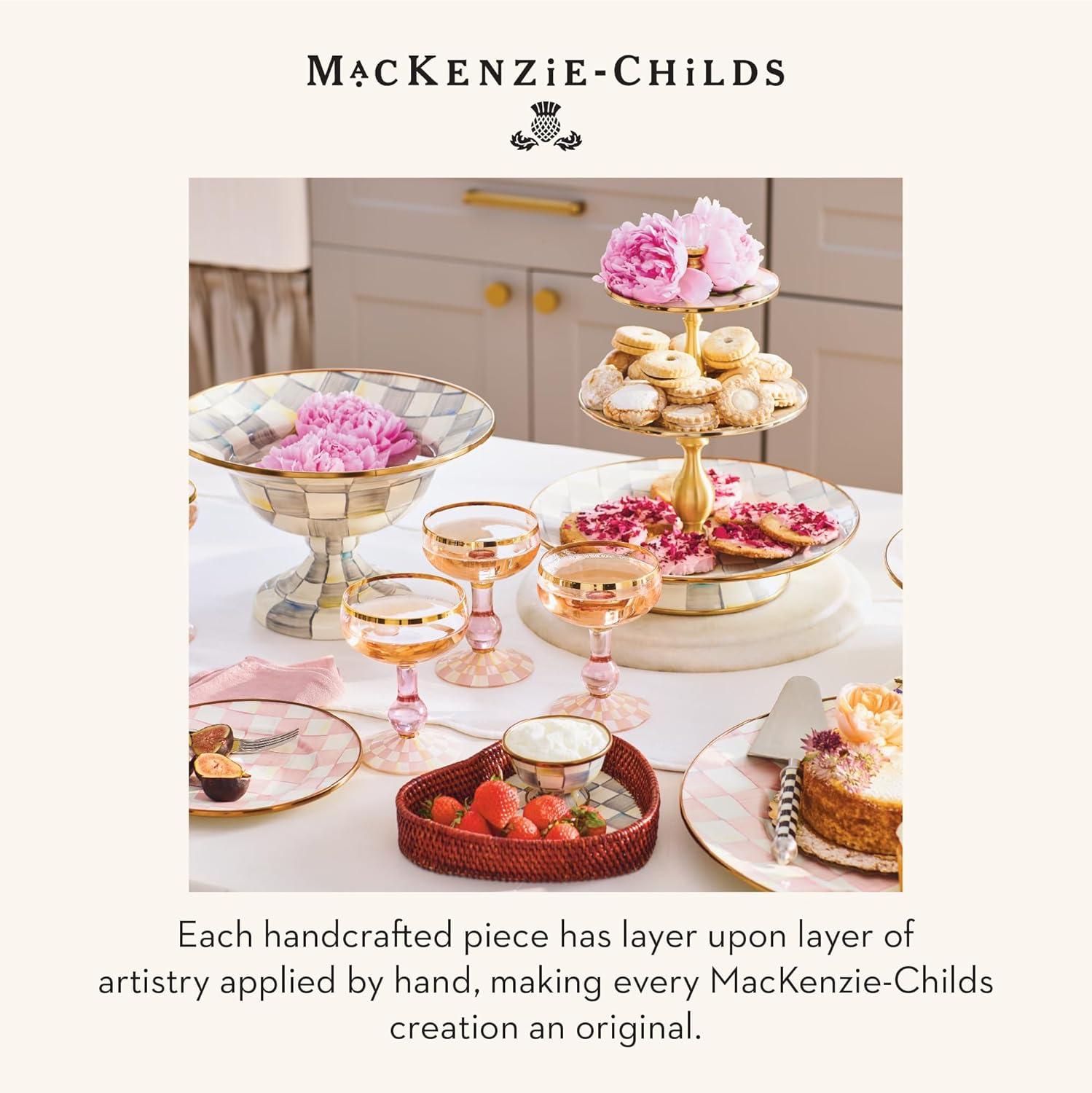image:imageMACKENZIECHILDS Enamel Tiered Sweet Stand TwoTier Serving Tray for Dessert PinkandWhite Rosy CheckSterling Check