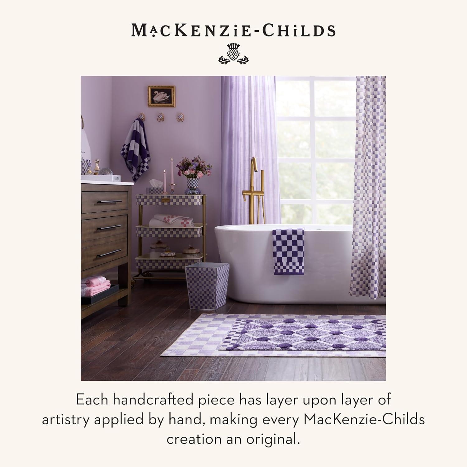 image:imageMACKENZIECHILDS Fabric Shower Curtain Decorative Bathroom Shower Curtain 72x72 BrownandWhite Mocha CheckViolet Check