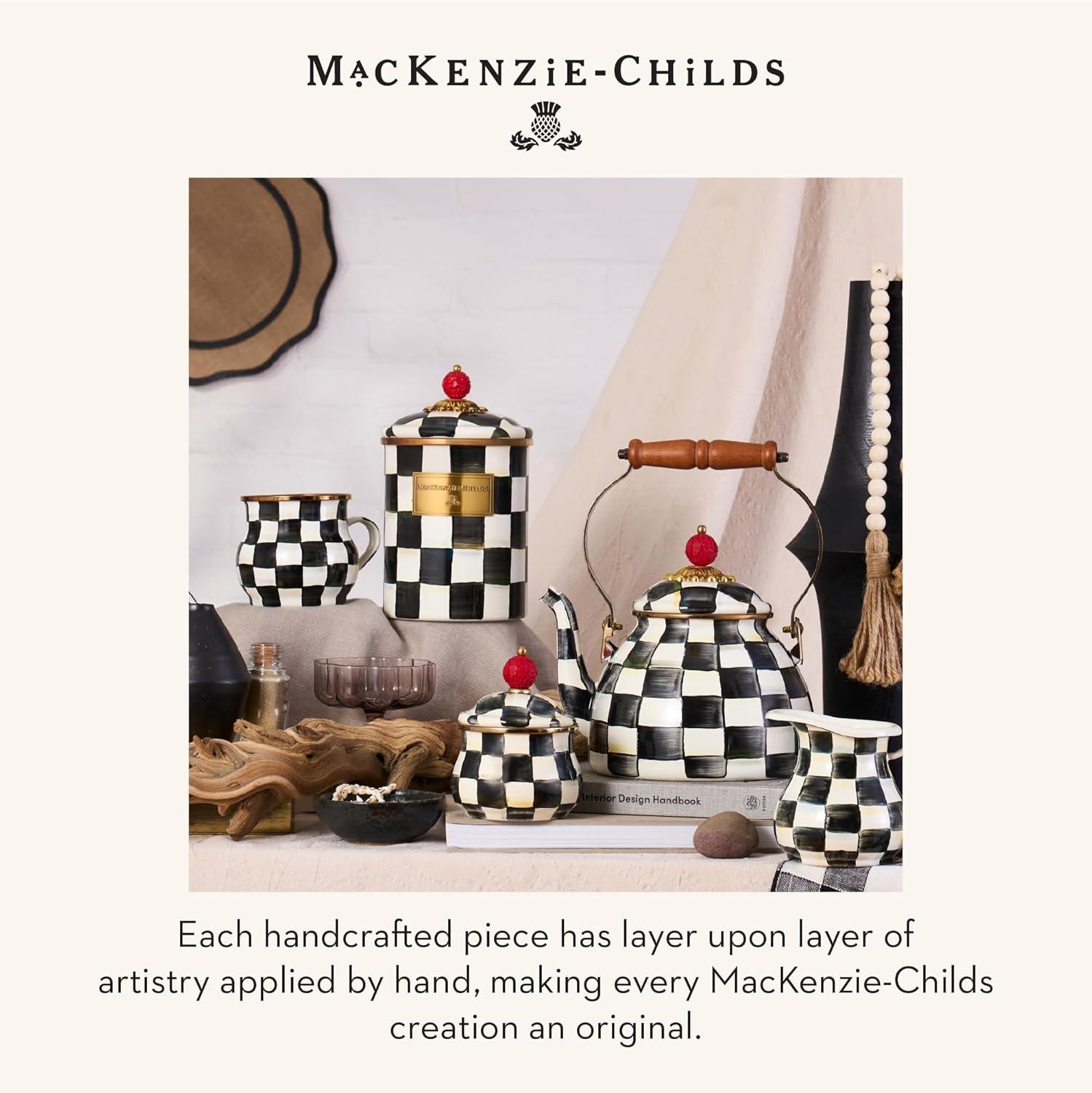 image:imageMACKENZIECHILDS Glass Lazy Susan Round Rotating Serving Board BrownandWhite Mocha CheckCourtly Check