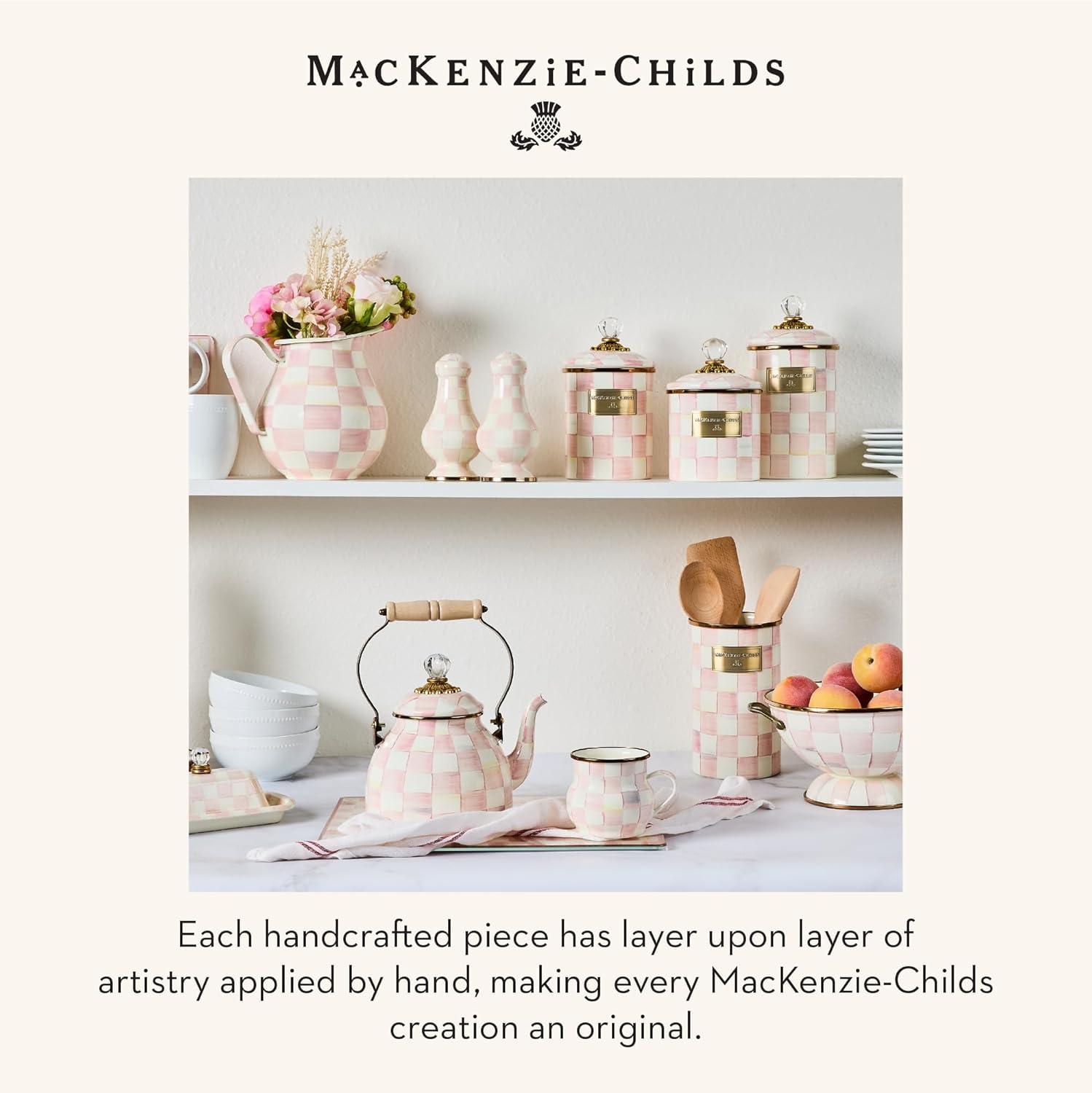 image:imageMACKENZIECHILDS Glass Lazy Susan Round Rotating Serving Board BrownandWhite Mocha CheckRosy Check