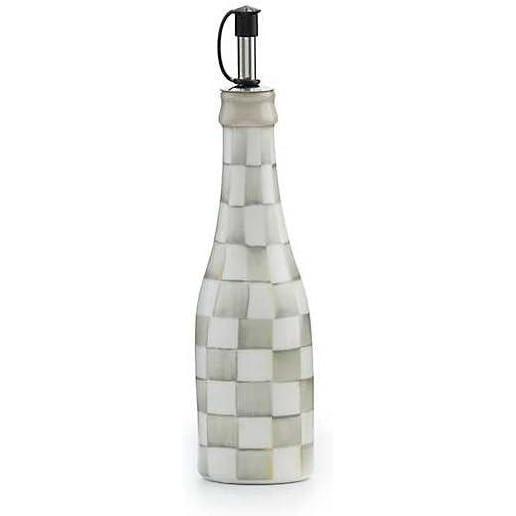 image:imageMACKENZIECHILDS Ceramic Farmhouse Oil Cruet Ceramic OilDispenser Bottle BrownandWhite Mocha CheckSterling Check