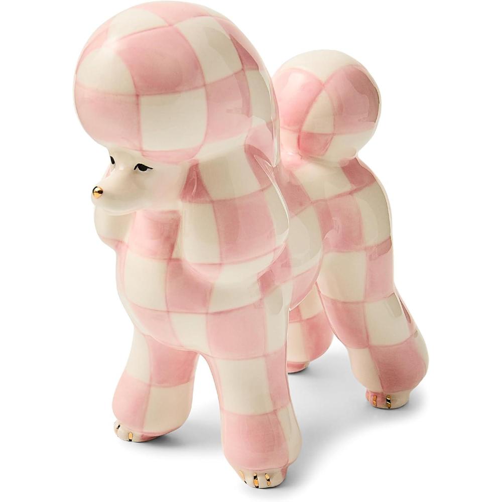image:imageMACKENZIECHILDS Dog Figurine Cute Ceramic Dog Decor PinkandWhite Rosy Check Poodle