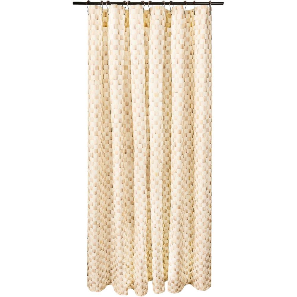 image:imageMACKENZIECHILDS Fabric Shower Curtain Decorative Bathroom Shower Curtain 72x72 BrownandWhite Mocha CheckMocha Check