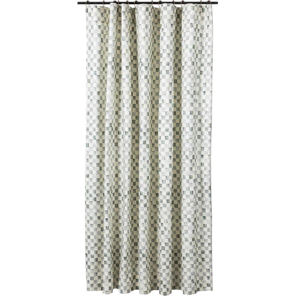 image:imageMACKENZIECHILDS Fabric Shower Curtain Decorative Bathroom Shower Curtain 72x72 BrownandWhite Mocha CheckSterling Check