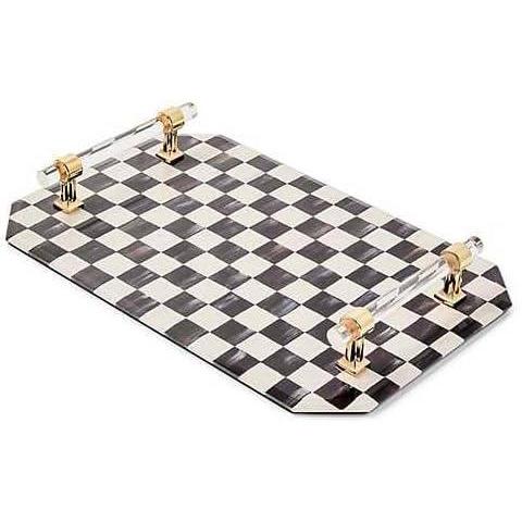 image:imageMACKENZIECHILDS Jewelry Tray with Handles Decorative Trinket Tray BlackandWhite Courtly Check