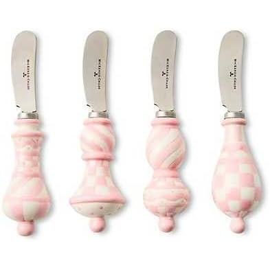image:imageMACKENZIECHILDS Set of 4 Party Spreaders Metal Butter and CharcuterieBoard Utensils BlackandWhite Courtly CheckRosy Check
