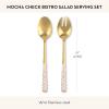 MACKENZIE-CHILDS 2-Piece Bistro Salad Serving Set, Stainless-Steel Salad Servers, Black-and-White Courtly Check(Mocha Check)