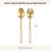 MACKENZIE-CHILDS 2-Piece Bistro Salad Serving Set, Stainless-Steel Salad Servers, Black-and-White Courtly Check(Rosy Check)