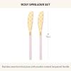 MACKENZIE-CHILDS 2-Piece Spreader Set, Stainless-Steel Butter Knife Set, Black(Rosy)