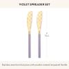 MACKENZIE-CHILDS 2-Piece Spreader Set, Stainless-Steel Butter Knife Set, Black(Violet)