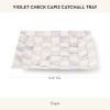 MACKENZIE-CHILDS Capiz Catchall Tray, Decorative Trinket Dish, Black-and-White Courtly Check(Violet Check)