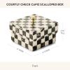 MACKENZIE-CHILDS Capiz Scalloped Box, Small Storage Box for Jewelry and Ring Storage, Black-and-White Courtly Check(Courtly Check)