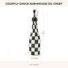 MACKENZIE-CHILDS Ceramic Farmhouse Oil Cruet, Ceramic Oil-Dispenser Bottle, Brown-and-White Mocha Check(Courtly Check)