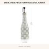 MACKENZIE-CHILDS Ceramic Farmhouse Oil Cruet, Ceramic Oil-Dispenser Bottle, Brown-and-White Mocha Check(Sterling Check)