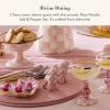 MACKENZIE-CHILDS Decorative Salt and Pepper Shaker Set, Ceramic Salt and Pepper Holders, Pink-and-White Rosy Check Poodle