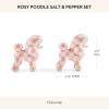 MACKENZIE-CHILDS Decorative Salt and Pepper Shaker Set, Ceramic Salt and Pepper Holders, Pink-and-White Rosy Check Poodle