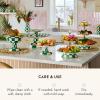 MACKENZIE-CHILDS Enamel Tiered Sweet Stand, Two-Tier Serving Tray for Dessert, Pink-and-White Rosy Check(Emerald Check)