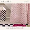 MACKENZIE-CHILDS Fabric Shower Curtain, Decorative Bathroom Shower Curtain, 72×72, Brown-and-White Mocha Check(Rosy Check)