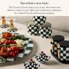 MACKENZIE-CHILDS Glass Lazy Susan, Round Rotating Serving Board, Brown-and-White Mocha Check(Courtly Check)
