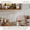 MACKENZIE-CHILDS Glass Lazy Susan, Round Rotating Serving Board, Brown-and-White Mocha Check(Rosy Check)