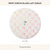 MACKENZIE-CHILDS Glass Lazy Susan, Round Rotating Serving Board, Brown-and-White Mocha Check(Rosy Check)