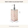 MACKENZIE-CHILDS Glass Soap Pump, Liquid Soap Dispenser, Pink-and-White Rosy Check