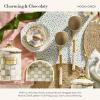 MACKENZIE-CHILDS Ladle, Kitchen Ladle Spoon for Cooking, Pink-and-White Rosy Check(Mocha Check)